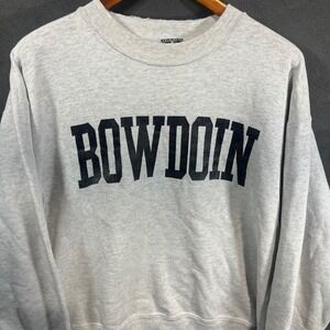 MV Sport Bowdoin College Sweatshirt Mens Large Grey Crewneck Distressed Vintage